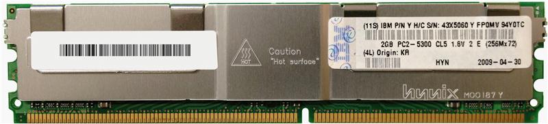 43X5060 - IBM 2GB 667MHz DDR2 PC2-5300 ECC Fully Buffered CL5 240-Pin DIMM 1.8V Dual Rank x8 Memory Module
