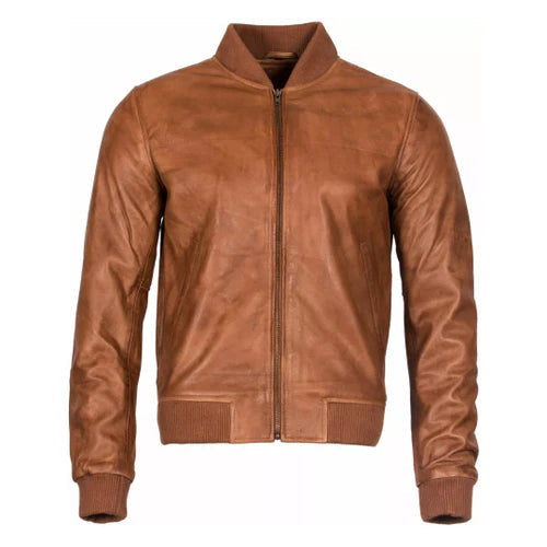 Men's Tan Jonathan Bomber Leather Jacket