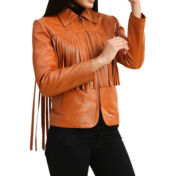 Women's Brown Fringe Leather Jackets