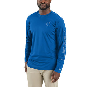 Carhartt Men's Force Sun Defender™ Lightweight Long-Sleeve Logo Graphic T-Shirt, Beacon Blue, Small