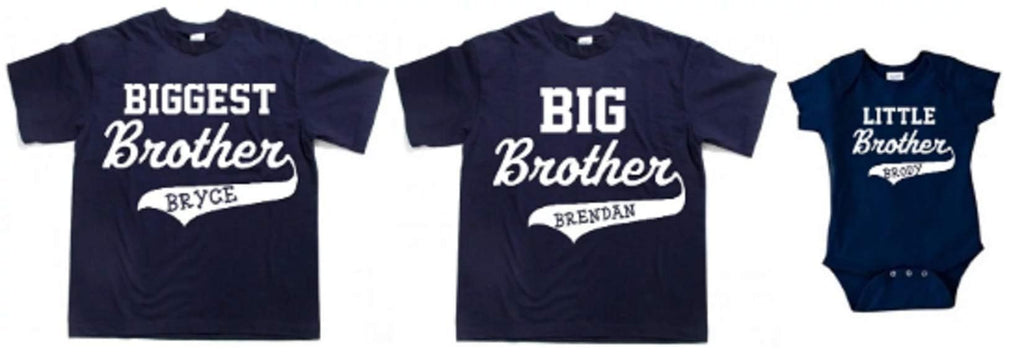 personalized matching brother shirt set Biggest big and little brother with names