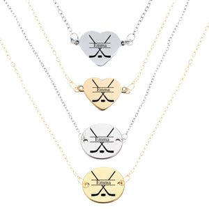 Personalized Hockey Necklace, Hockey Gifts for Women, Teens Custom Engraved Hockey Pendant Name, Team Gift