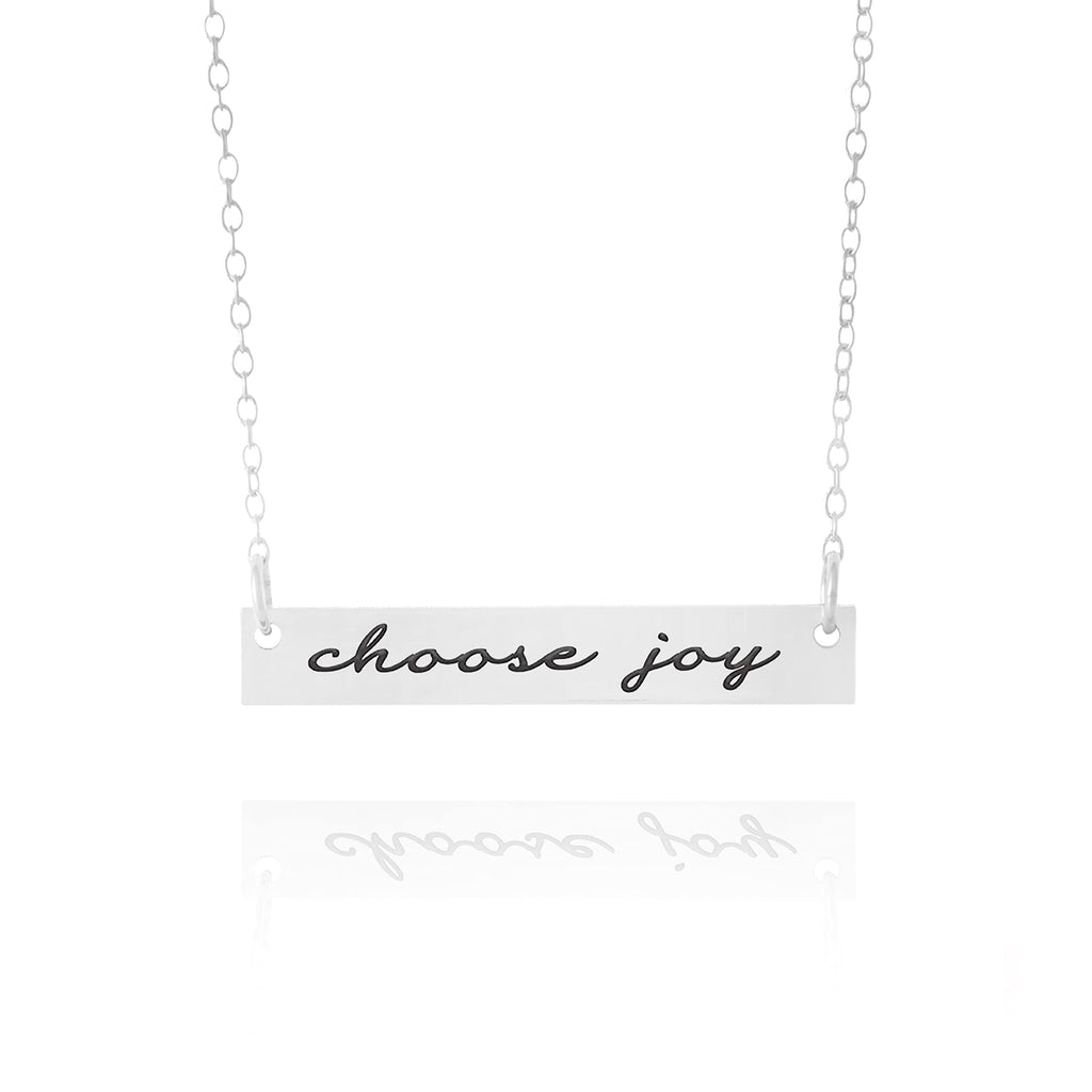 Choose Joy Necklace, Inspirational Necklace, Mantra Necklace, Sterling Silver Bar