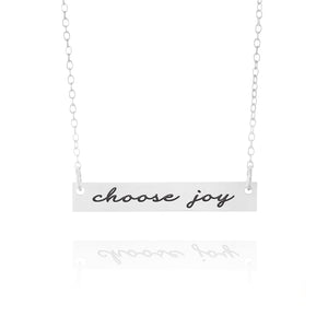 Choose Joy Necklace, Inspirational Necklace, Mantra Necklace, Sterling Silver Bar