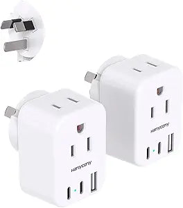 2 Pack European Plug Adapter USB C, TESSAN US to Europe Adapter 4 Outlets 3 USB Charger, Type C International Power Adaptor to Italy Spain France Portugal Iceland Germany, Europe Travel Essentials