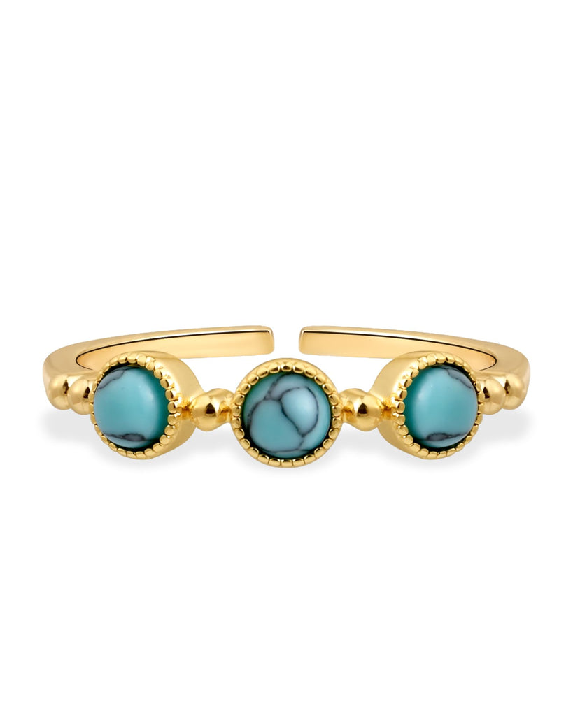 Watforsh 14K Gold Plated Thin Turquoise Boho Knuckle Western Ring Simple Adjustable Fashion Country Open Band Vintage Rings for Women