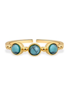 Watforsh 14K Gold Plated Thin Turquoise Boho Knuckle Western Ring Simple Adjustable Fashion Country Open Band Vintage Rings for Women