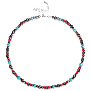 Teppdfann Navajo Pearl & Turquoise Beaded Necklace for Women – Handcrafted Western Necklaces with Red Beads, Navajo Pearls Jewelry and Turquoise Necklace for Women Design