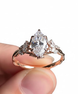 SHAMA JEWELS HUB 2.00 CT Floral Marquise Cut Moissanite Engagement Ring Vintage 14K Gold Moissanite Diamond Wedding Ring Nature Inspire Ring Promise Ring For Women (12X6 mm)