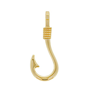Charm America - Fish Hook Charm Pendant - 10 Karat Gold - Hook Pendant
