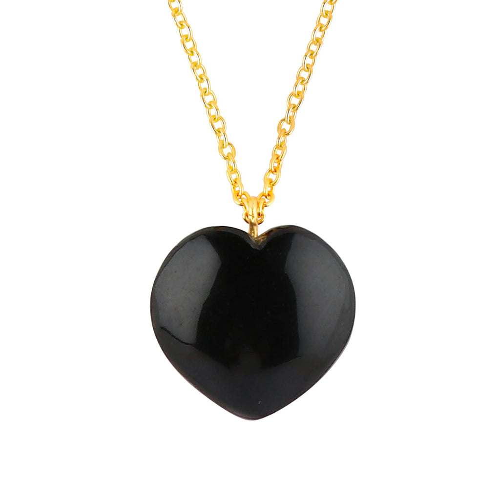Natural Black Onyx Heart Necklace | AAA Gemstone Pendant | Healing & Adjustable Jewelry