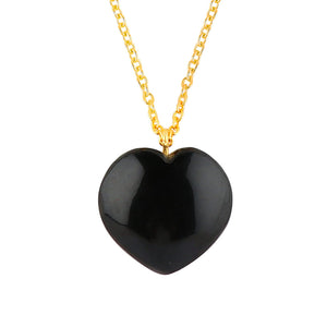 Natural Black Onyx Heart Necklace | AAA Gemstone Pendant | Healing & Adjustable Jewelry