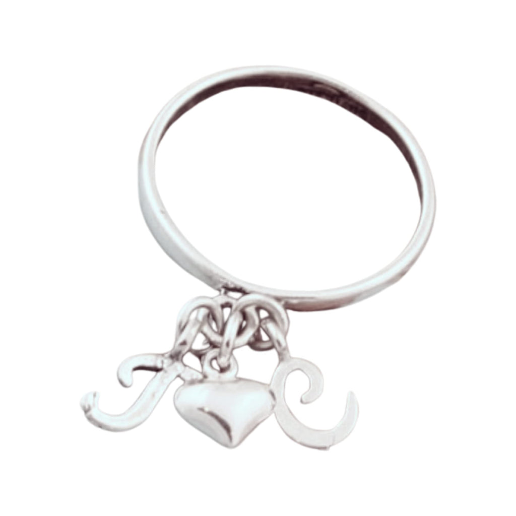 Initial Charm Ring. Sterling Silver Initial Ring. Dangle Ring. Personalized Jewelry. Initial Jewelry.