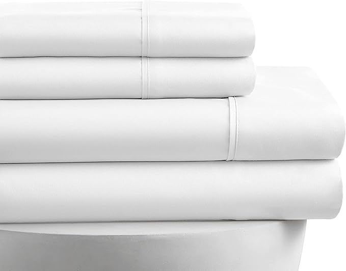 Full Size Sheets, 6 Piece 100% Cotton Bed Sheet Set with 500 Thread Count Buttery Soft Sateen Finish, Long-Lasting and Lightweight, 15 Inch Deep Pocket Full Size Bed Sheets – Pure White