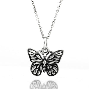 FLYINGTUTU Sterling Silver Small Butterfly Charm Necklace, 18"