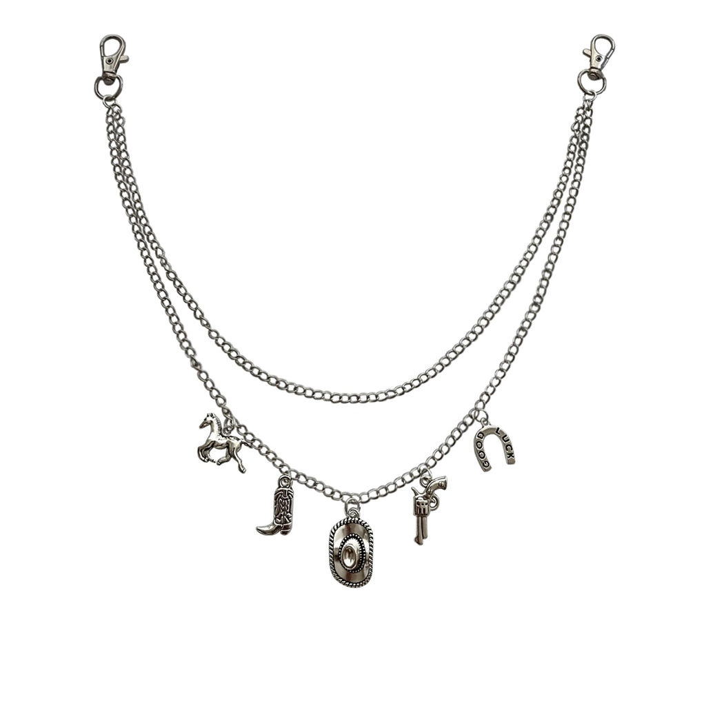 Cowboy Hat and Boot Charm Pant Chain for Men Women, Punk Accessories Trouser Chain, Hip Hop Layered Chains, Bags Decorations