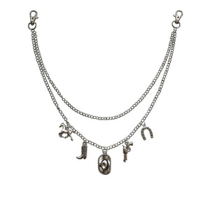 Cowboy Hat and Boot Charm Pant Chain for Men Women, Punk Accessories Trouser Chain, Hip Hop Layered Chains, Bags Decorations