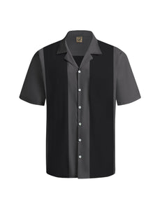 Hardaddy Men's Camp Collar Retro Vintage Bowling Button Down Shirt with Pocket Casual Short Sleeve Beach Shirts Summer Gray S