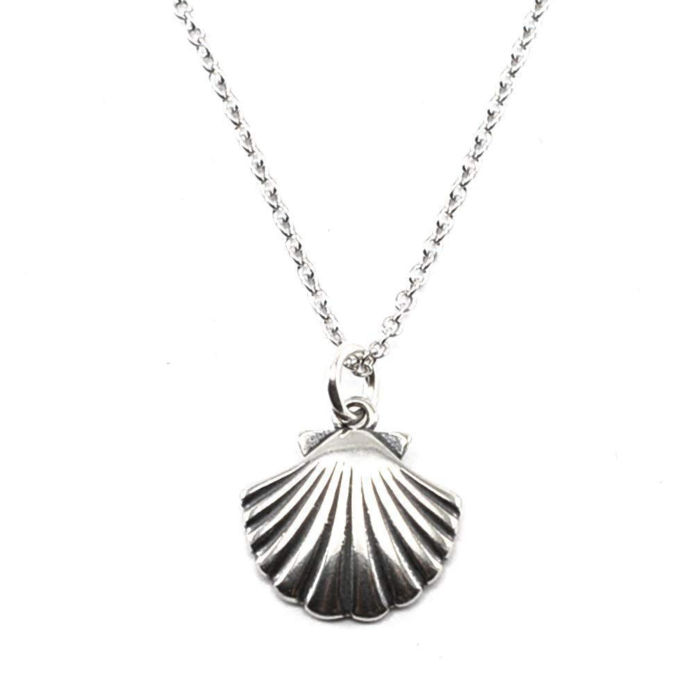 Sterling Silver Tiny Clam Shell Charm Necklace, 18"