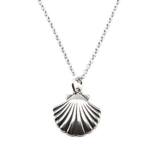 Sterling Silver Tiny Clam Shell Charm Necklace, 18"