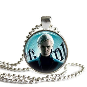 Harry Potter's Draco Malfoy 1 Inch Silver Plated Picture Pendant 24 Inch Stainless Steel Ball Chain Necklace Handcrafted Fan Gift