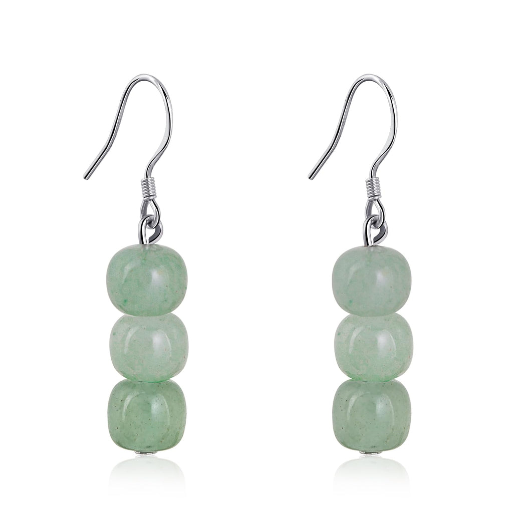925 Sterling Silver Jade Drop Dangle Earrings Green Jade Earrings for Women Trendy Simple Gemstone Jewelry for Gift