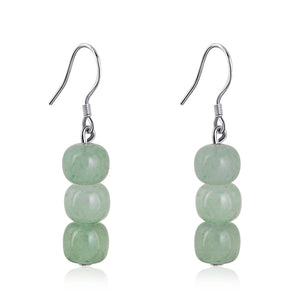 925 Sterling Silver Jade Drop Dangle Earrings Green Jade Earrings for Women Trendy Simple Gemstone Jewelry for Gift