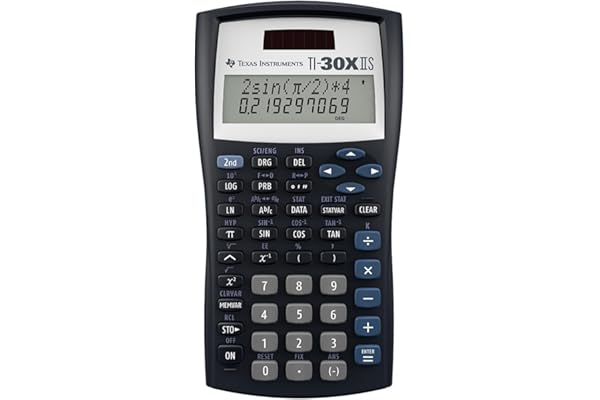 Texas Instruments TI-30XIIS Scientific Calculator, Black with Blue Accents