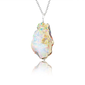 InfinityGemsArt Raw Ethiopian Opal Pendant Necklace, 925 Sterling Silver 18 inch, Christmas Gifts For Mom Men Women
