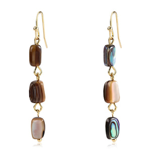 Teppdfann Abalone Earrings – Handcrafted 14K Gold Plated Drop Earrings with Natural Shell Inlay, Lightweight Boho Earrings for Women, Unique Dangle Jewelry for Gift