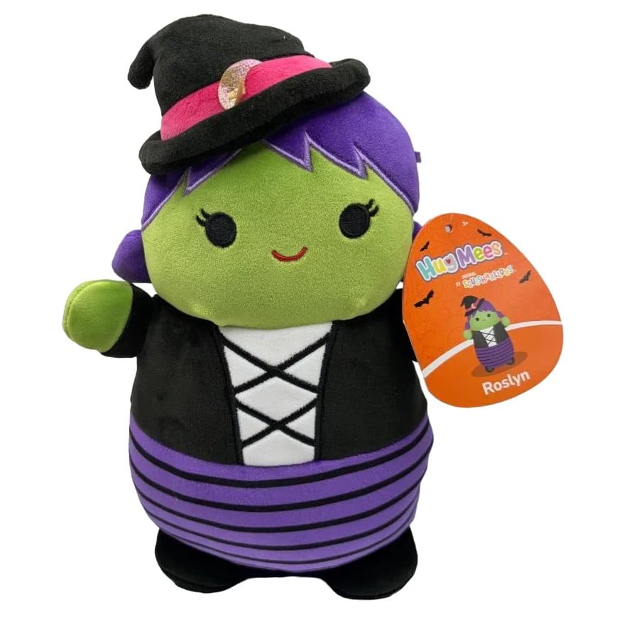 Squishmallows HugMees 2024 Halloween Animal Plush Doll Toy (Roslyn The Purple Hair Witch)
