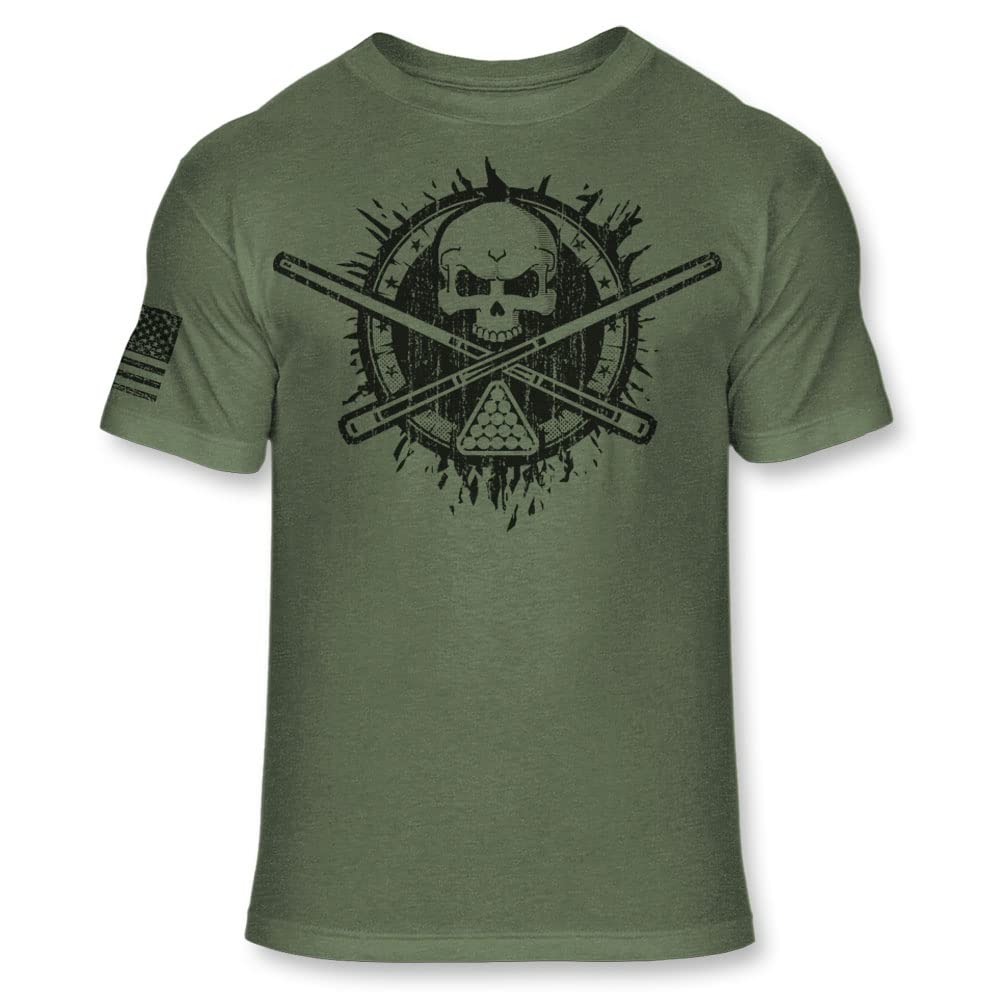 Billiards Skull Crossbones T-Shirt - Pool Shark Skull Logo Shirt - Soft Blend T - A134