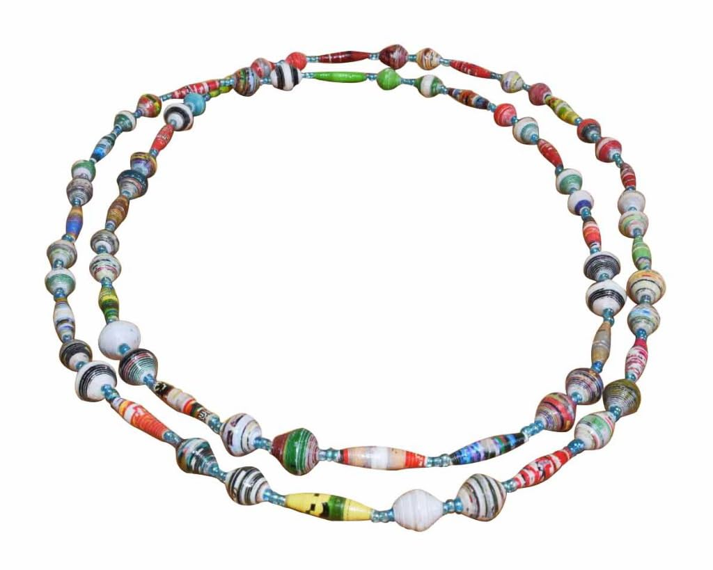 TEMBO AFRICA Handmade Paper Beads Necklace for Women Boho Jewelry Gifts Handmade From Africa
