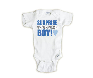 Gender reveal onesie ®, Surprise we're having a BOY, It's a boy, Pregnancy Announcement