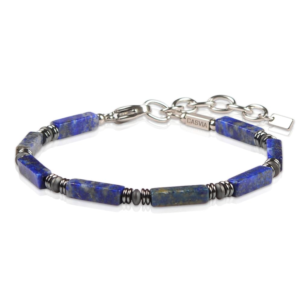 Casvia Handmade Mens Bracelets Exclusively Crafted with Natural Lapis Lazuli and Hematite, the Ideal Mens Jewelry as Premium Bracelets for Men for Unrivaled Elegance and Energy Boosting Appeal
