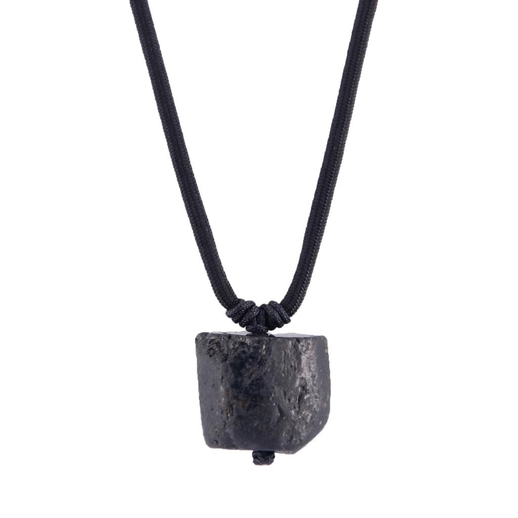 Onesmek Raw Black Tourmaline Stone Necklace, Healing Crystal Energy Stone Protection Necklaces with Adjustable Rope, Handmade Chakra Gemstone Pendant Black Jewelry Birthday Gift for Men Boy