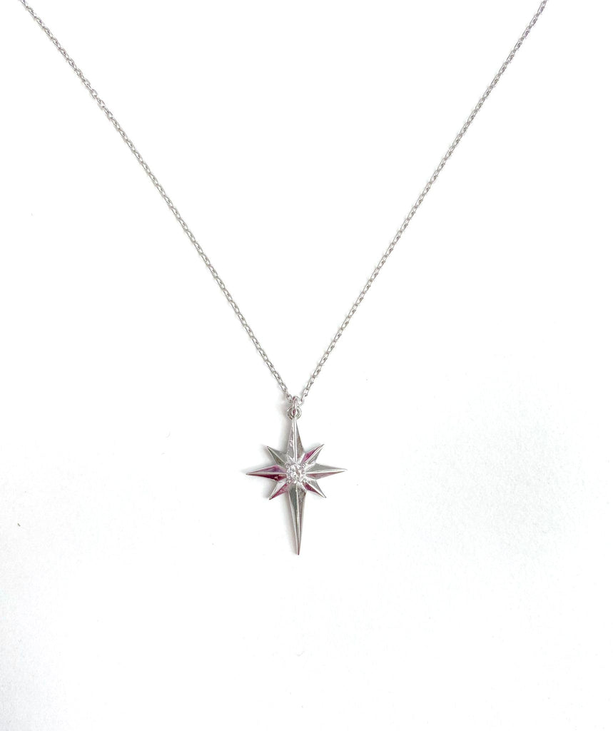 Handmade 925 Sterling Silver North Star Necklace with Zircon Stone – Elegant Gift for Women, Adjustable Chain, Perfect for Birthdays, Anniversaries, and Special Occasions
