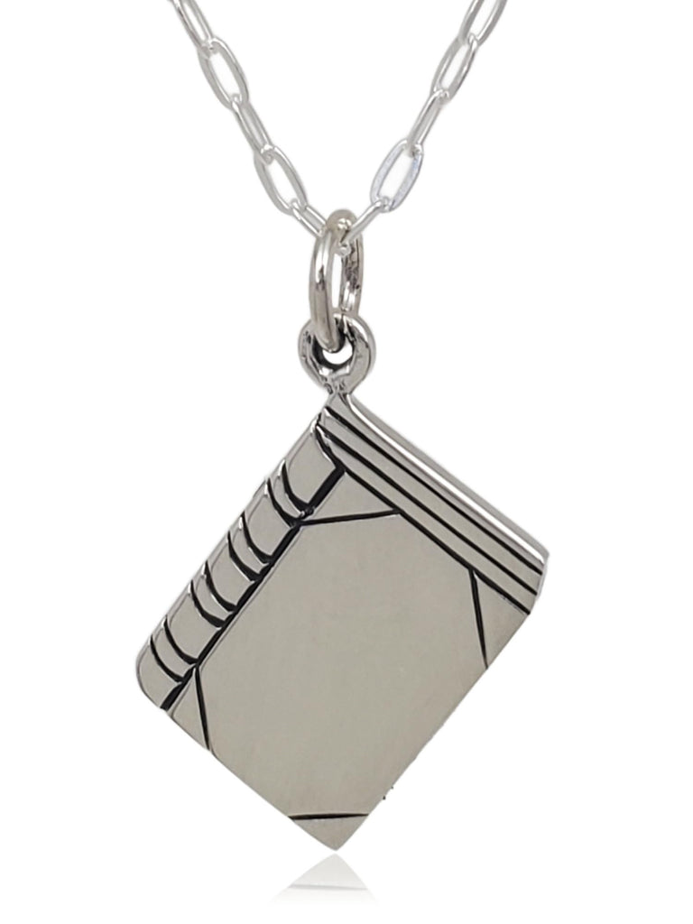 EnCharmed Sterling Silver Tiny Book Flat Charm Necklace, 18"