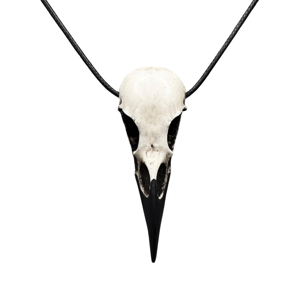 Bone Jewelry Gothic Raven Skull Necklace - Viking Resin Bird Skull Goth Gift