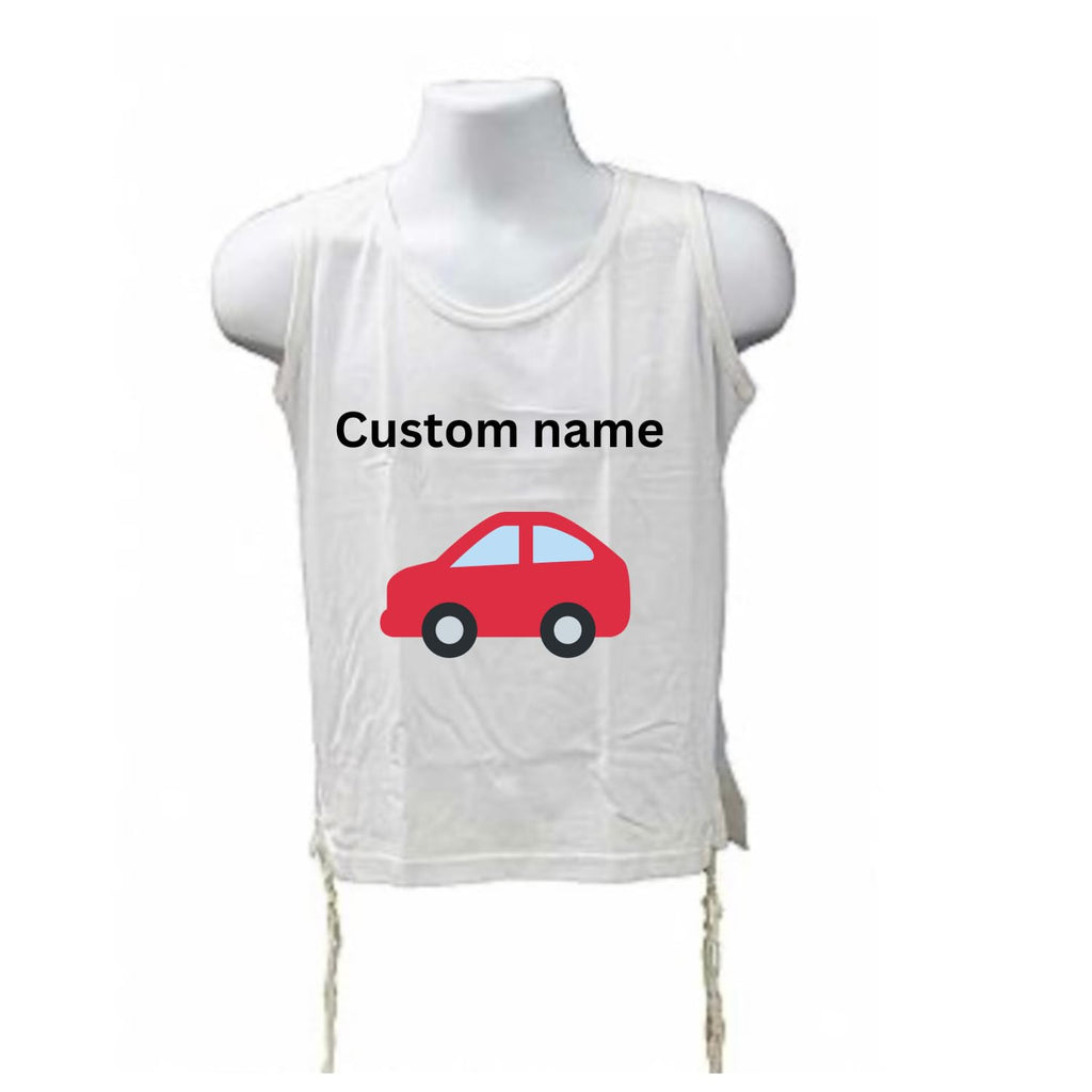 kids Tzitzit, personalized tzitzit with Name and Graphic In Hebrew or English, Cotton Undershirt Style -Lots of Options