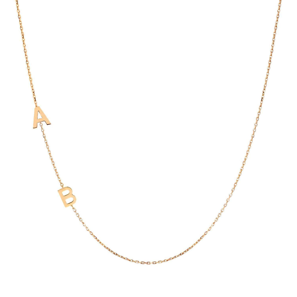 JEWEE DIAMOND Sideways Initial Necklace for Women – Personalized Letter Necklace in 14K Gold Filled or Sterling Silver – Dainty Custom Name Pendant – Bridesmaid, Birthday, Christmas Gift