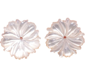 Mother Of Pearl MOP Carved Flower 14MM Jackets For Studs Use With Any Stud Create A Look