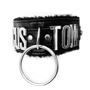 NaughtyBrit Custom fur lined o ring Large 30mm Letter Choker Collar. Custom Personalized Word Choker Collar. Custom Text Choker – Express Yourself.