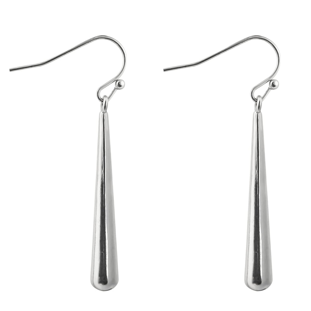 Desnuage Baseball Bat Dangle Earrings Silver Hypoallergenic Handmade Stick Drop Minimal Long Bar Earrings for Women Trendy
