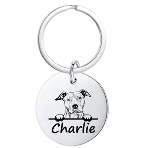 American Pitbull Terrier Gifts, Personalized American Pitbull Terrier Keychain, Custom Engraved Dog Keychain, Memorial Keepsake for Dog Mom and Dad