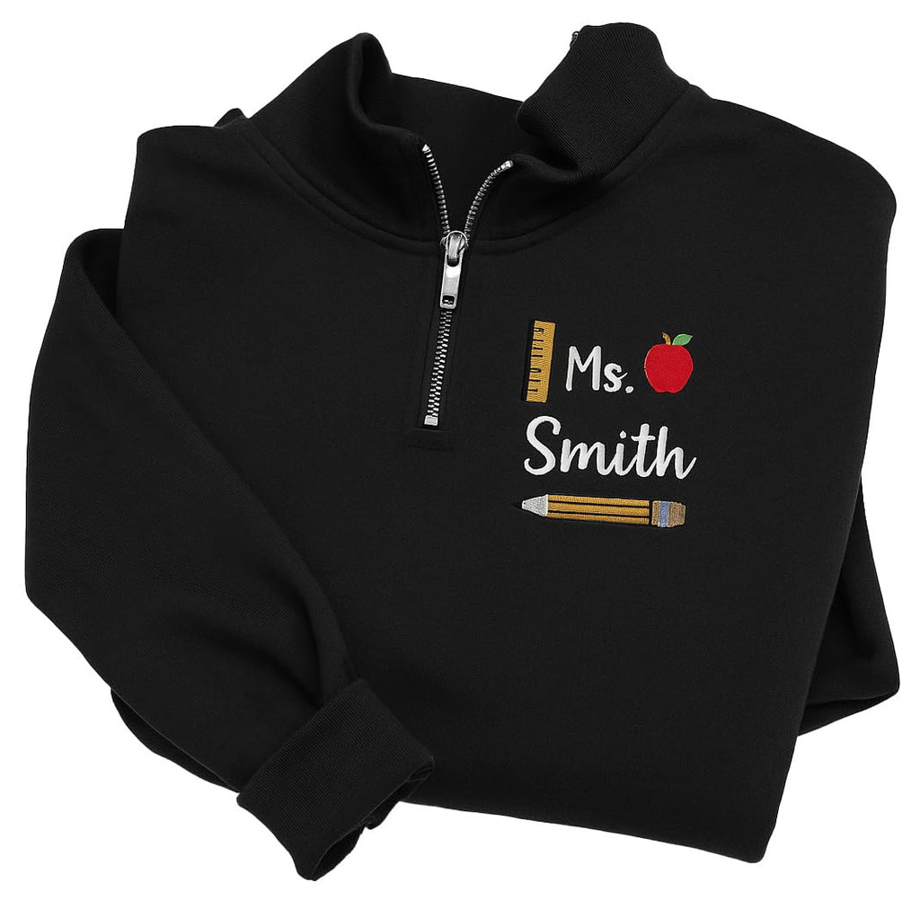 Kathaya Personalized Teacher Sweatshirt Embroidered with Name – Custom Teacher Crewneck or Quarter Zip, Teacher Gifts for Women, Kindergarten & Elementary Teacher Sweater, S–3XL Multi