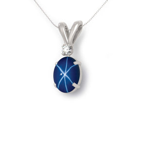 Cornflower Blue Star Sapphire Necklace Sterling Silver 925