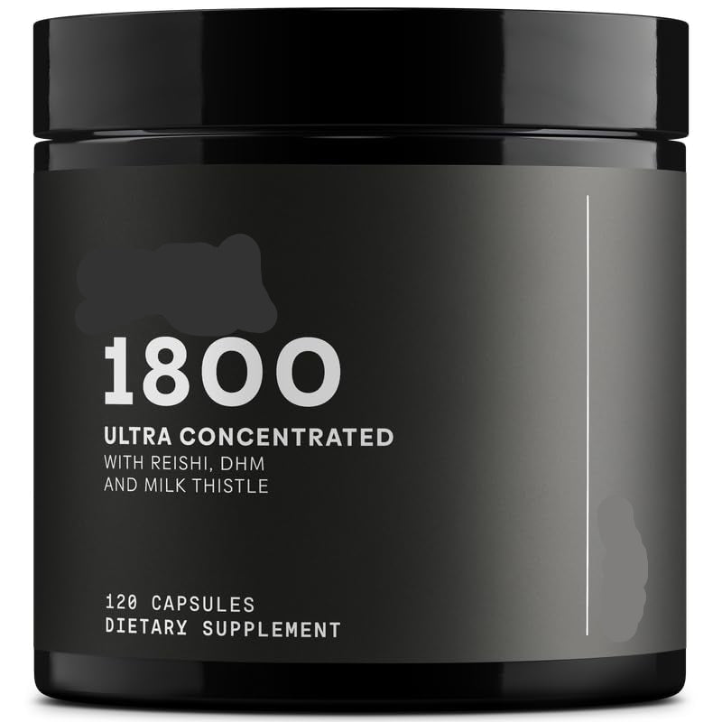 Black supplement container labeled 'Ease 1800' with white text on a white background