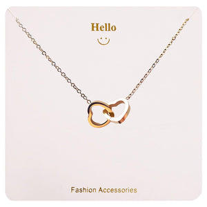 Apasinda Double Gold Heart Necklaces for Women, Dainty 14k Gold Plated Necklace, Choker Necklace for Women Trendy, Handmade Pendant Necklace for Women, Birthday Gifts for Women, Mom Gifts