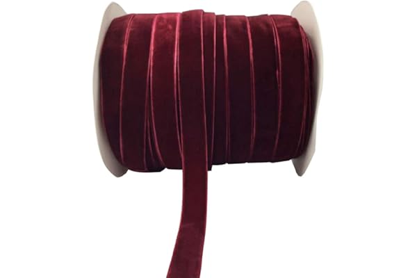 10 Yards Burgundy Velvet Ribbon Spool (Wine, 5/8")